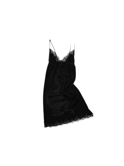 Lace Appliqué Fitted Slip Dress