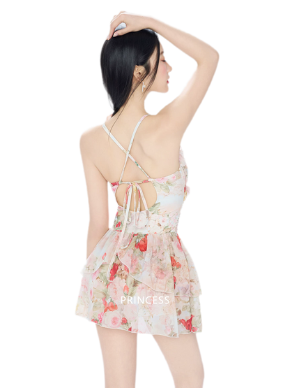 Floral Ruffle Swim Dress
