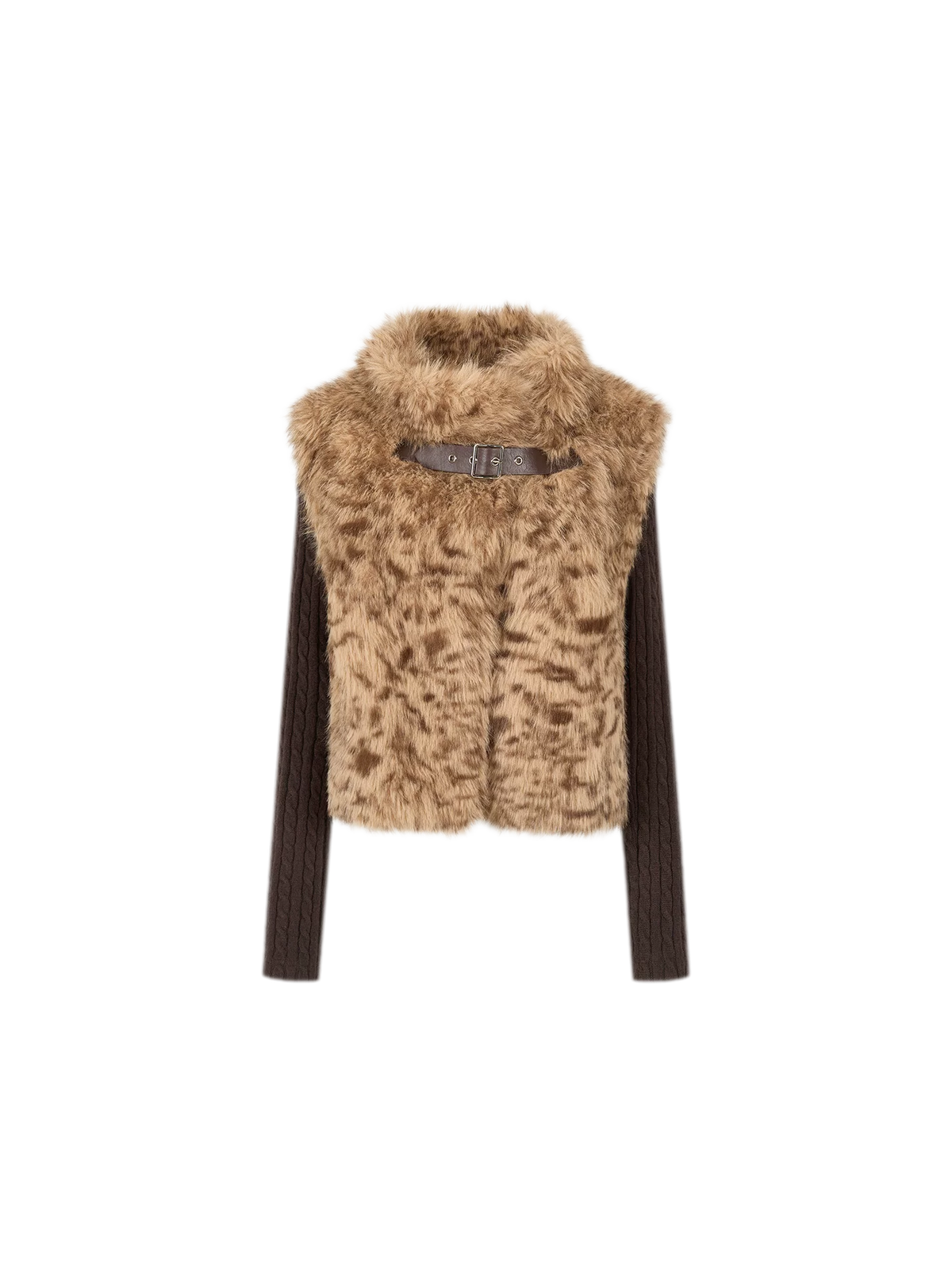 Detachable Sleeve Faux Fur Vest