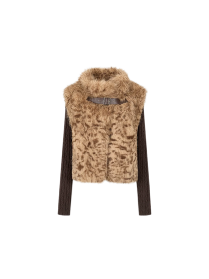 Detachable Sleeve Faux Fur Vest