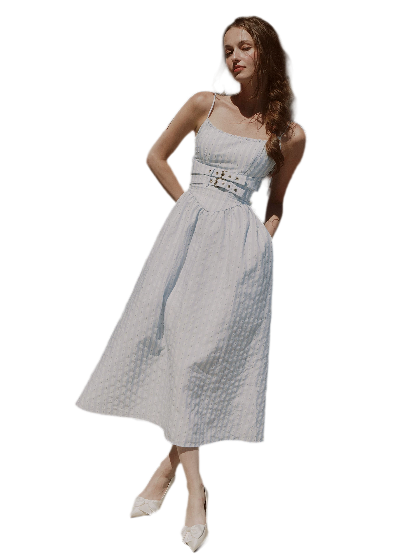 Striped Jacquard A-Line Dress