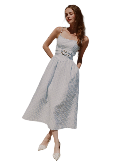 Striped Jacquard A-Line Dress