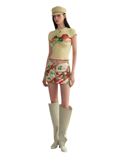 Satin Print A-line Skirt