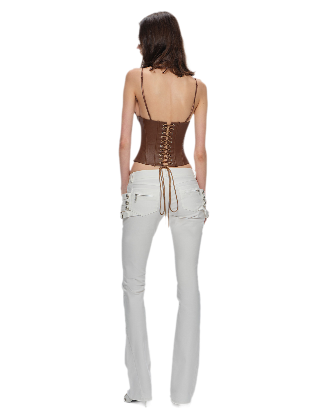 Washed Cotton Low-Rise Flare Pants