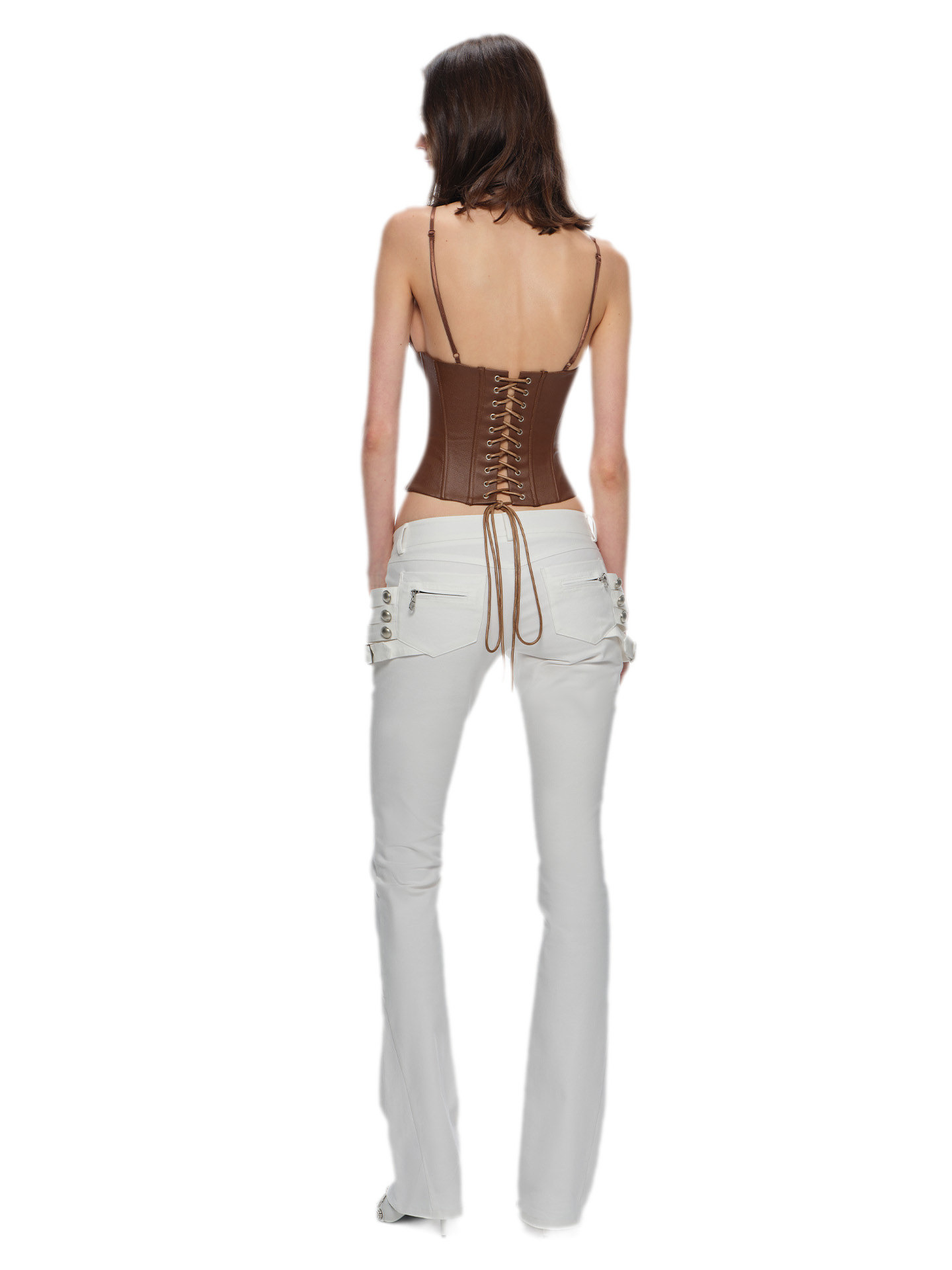 Washed Cotton Low-Rise Flare Pants