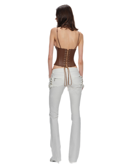 Washed Cotton Low-Rise Flare Pants