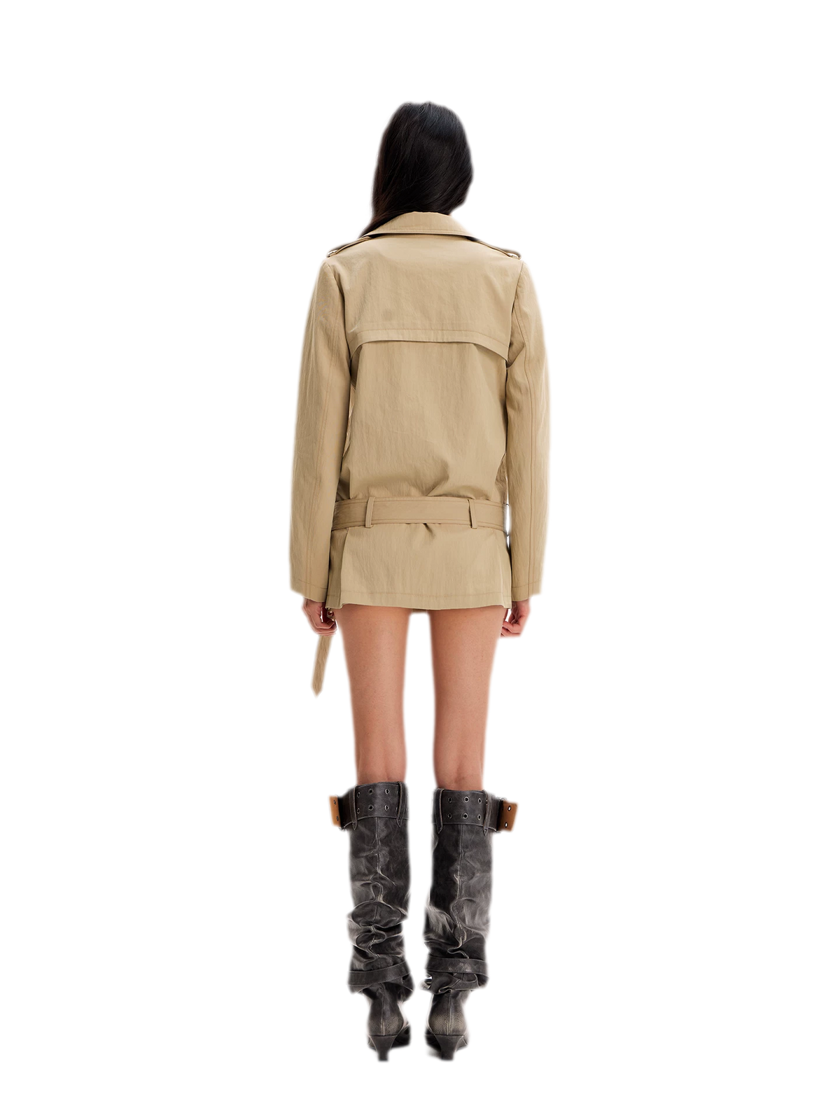 Trench coat con cintura in misto cotone