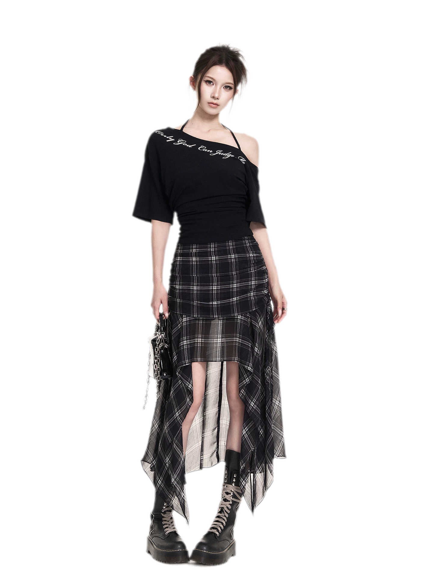 Asymmetric Halter Crop Tee