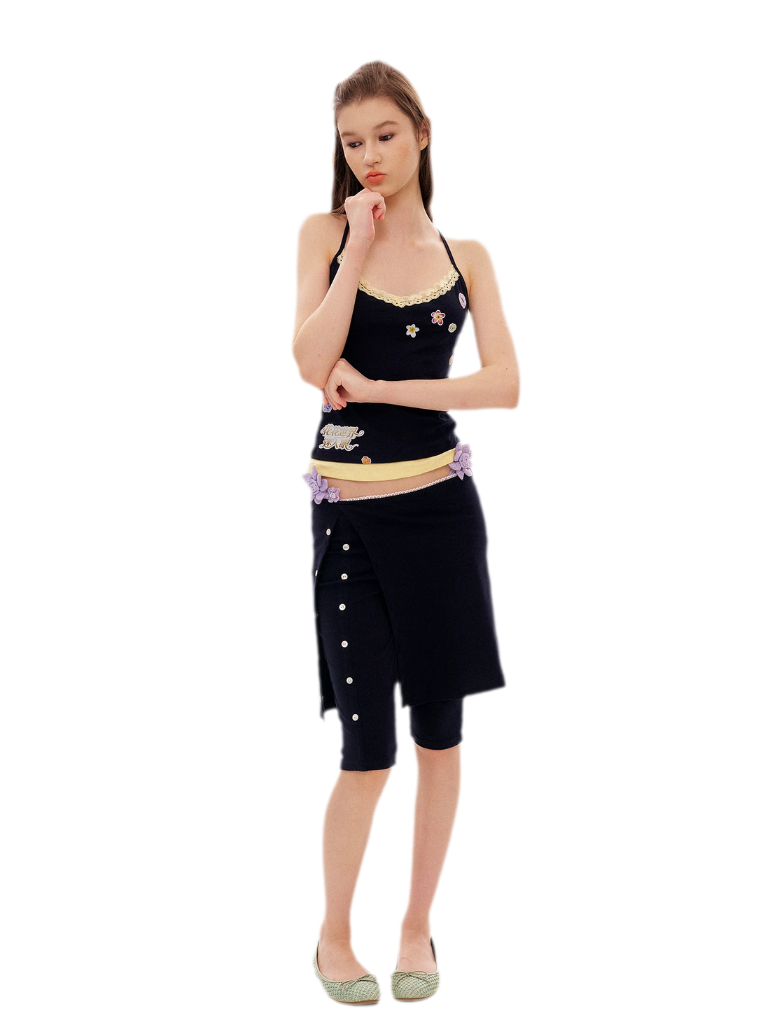 Floral Print Camisole Skirt-Shorts Set