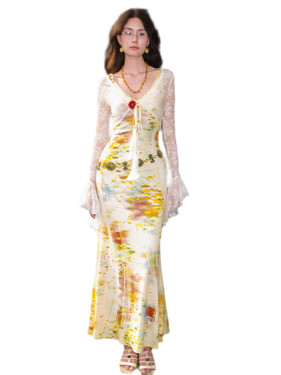 Lace Panel Fishtail Dress