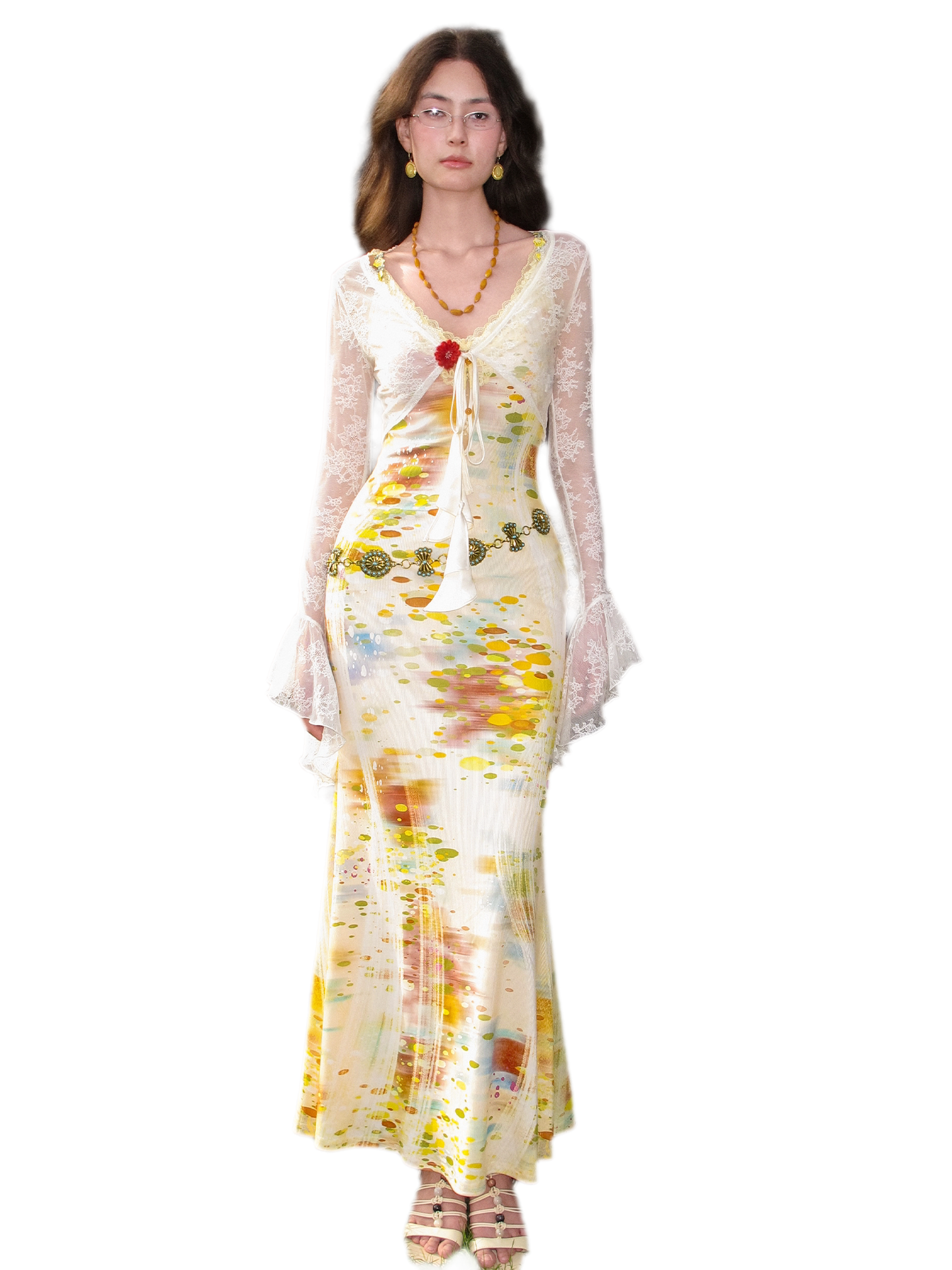 Lace Panel Fishtail Dress