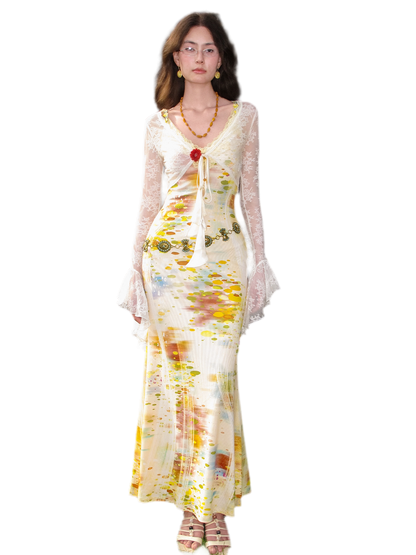 Lace Panel Fishtail Dress