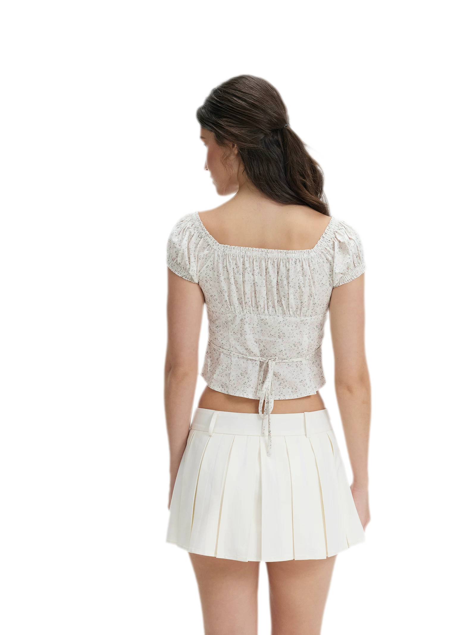 Cotton Floral Puff-Sleeve Top