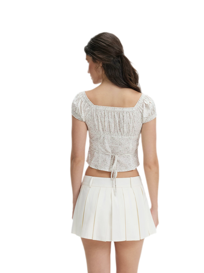 Cotton Floral Puff-Sleeve Top
