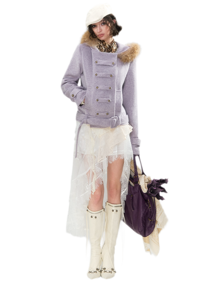 Wool Belted Hooded Coat