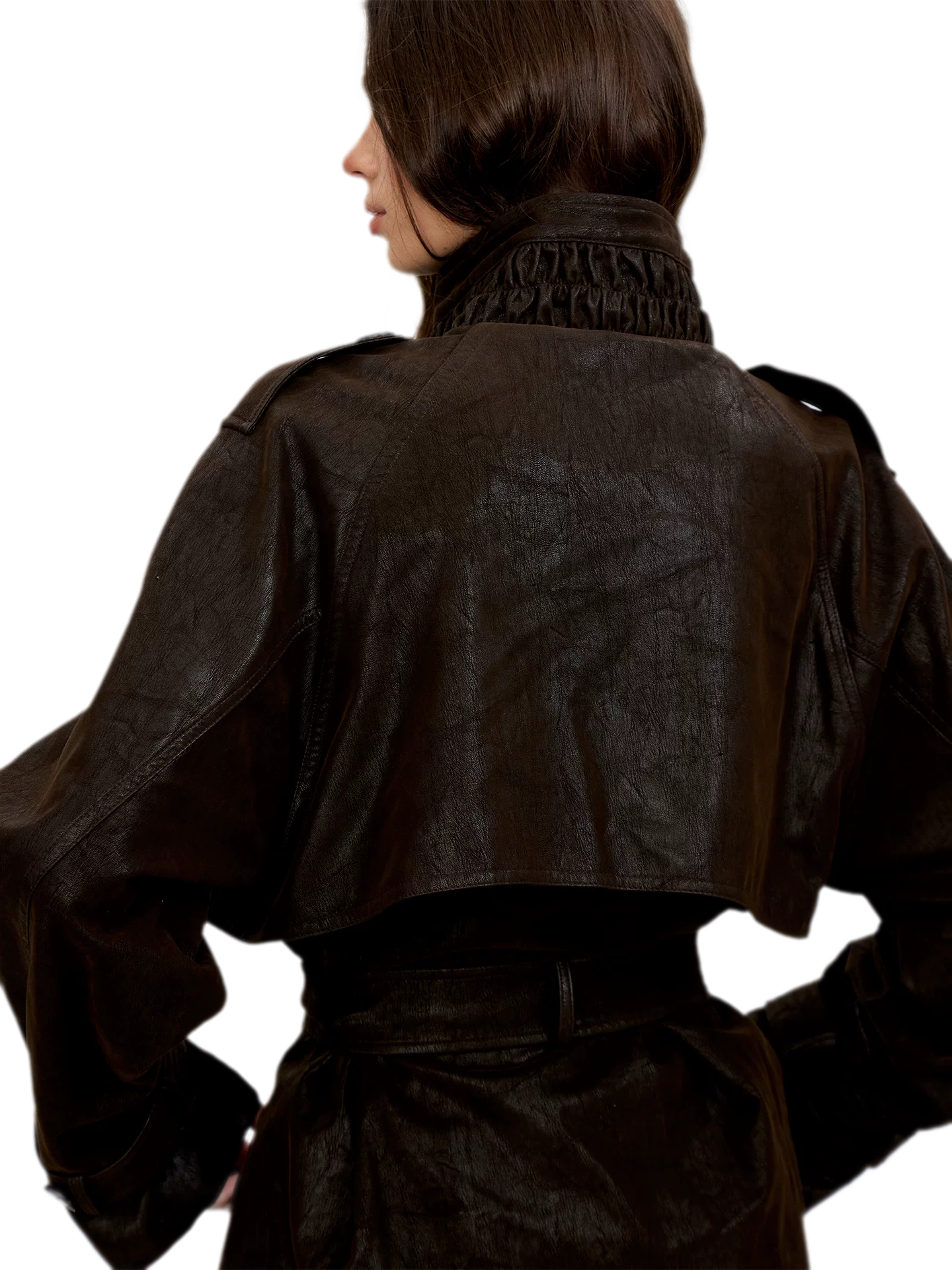 Distressed Utility PU Leather Jacket