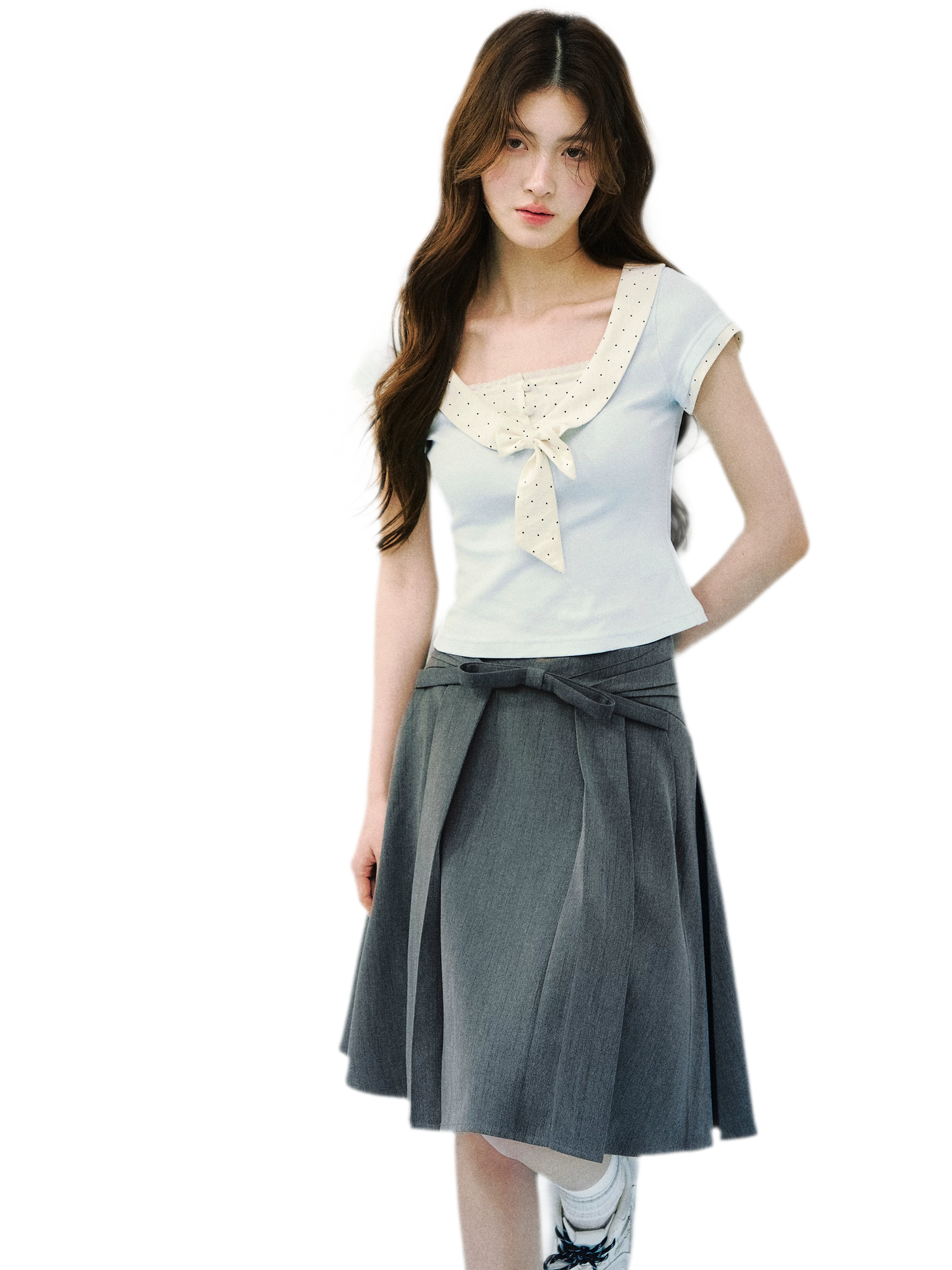 High Waist Pleated Midi Skirt