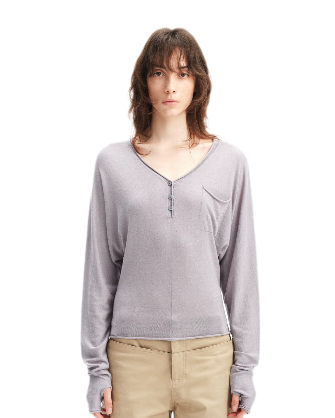 Lyocell Wool V-Neck Top