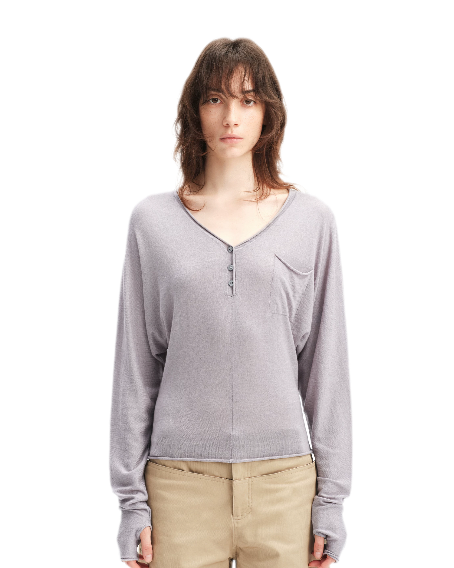 Lyocell Wool V-Neck Top
