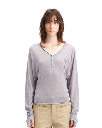 Lyocell Wool V-Neck Top
