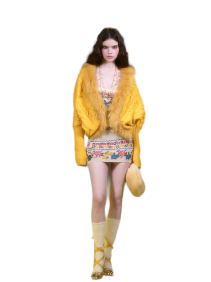 Cable Knit Batwing Wool Cardigan