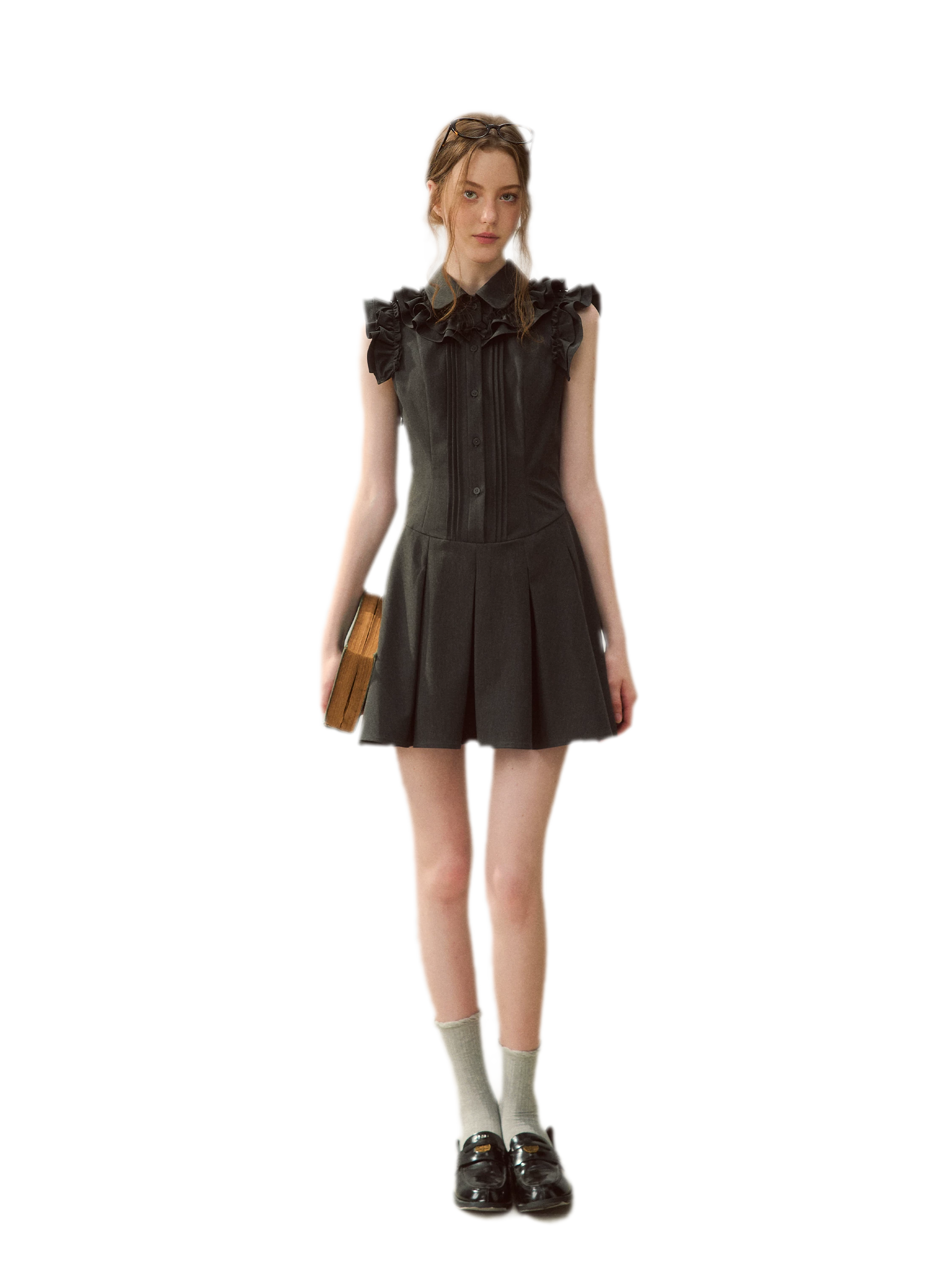 Pintuck Ruffle Dress