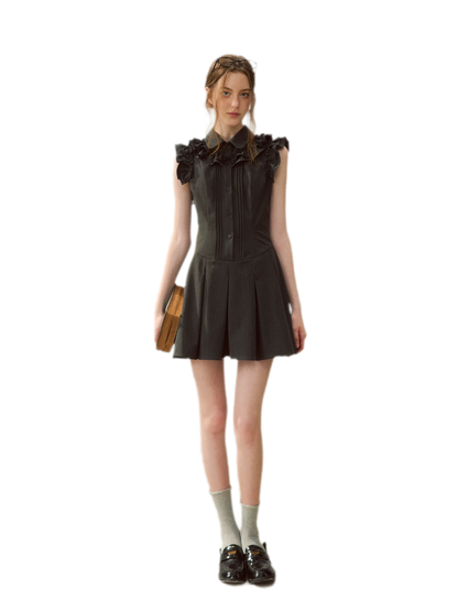 Pintuck Ruffle Dress