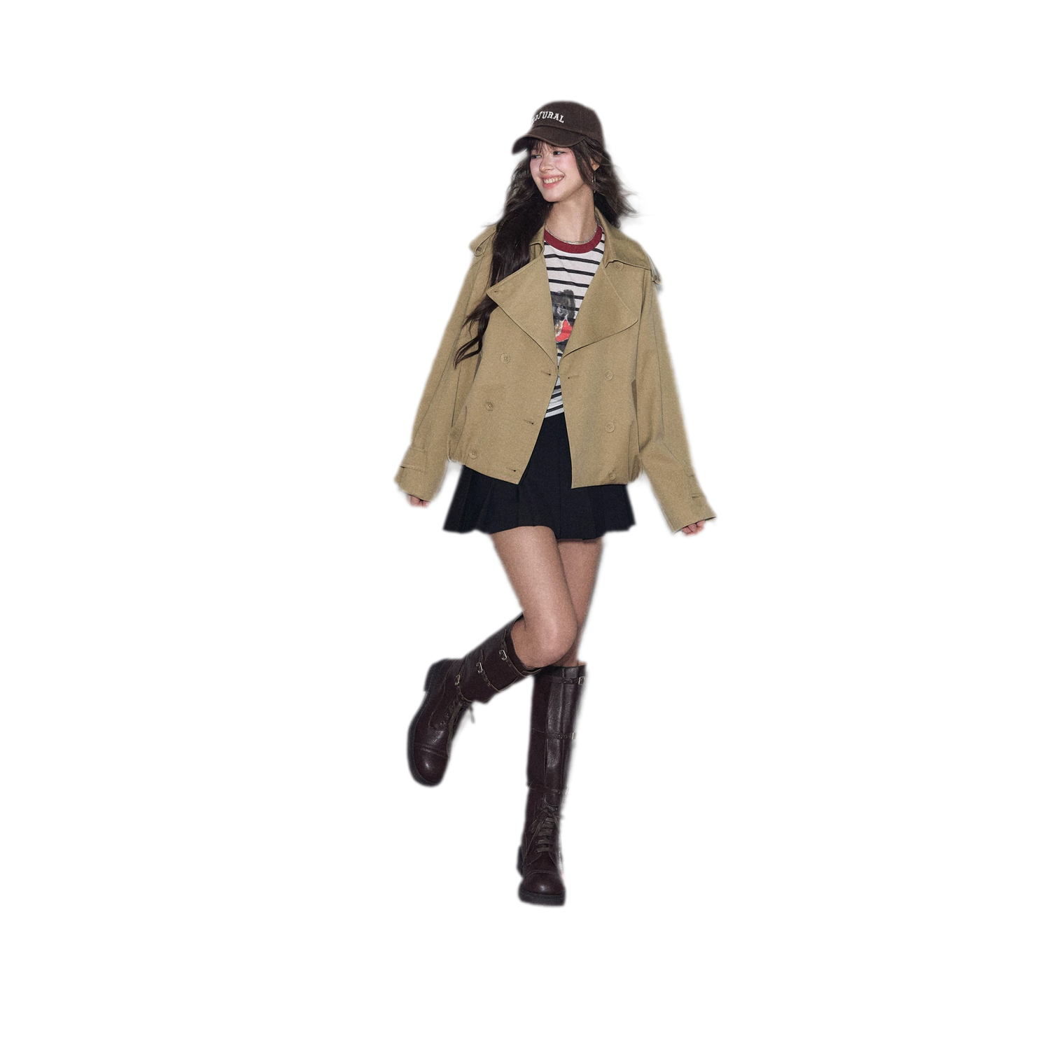 Cotton Cropped Double-Breasted Trench