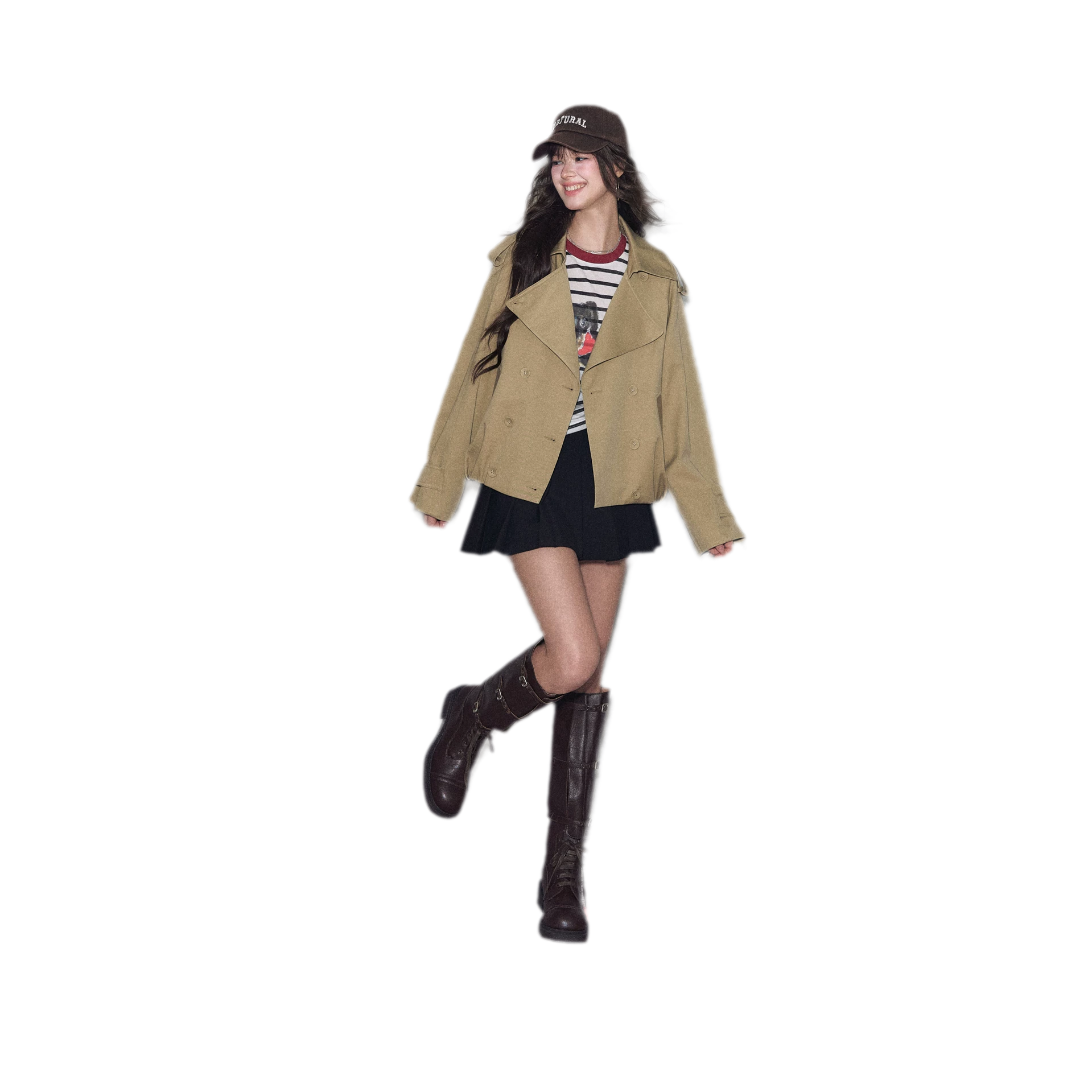 Cotton Cropped Double-Breasted Trench