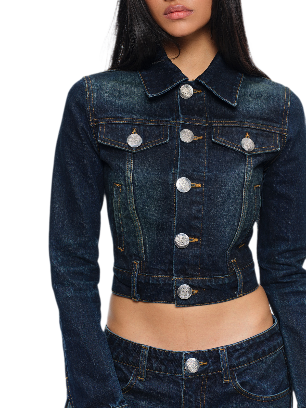 Embroidered Cropped Denim Jacket