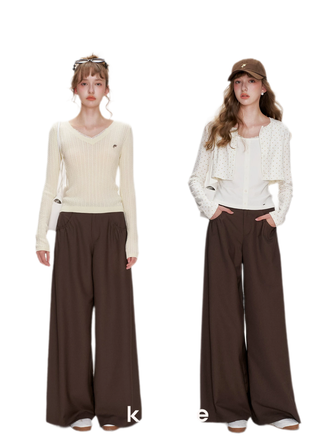 Gathered Waist Wide-Leg Trousers