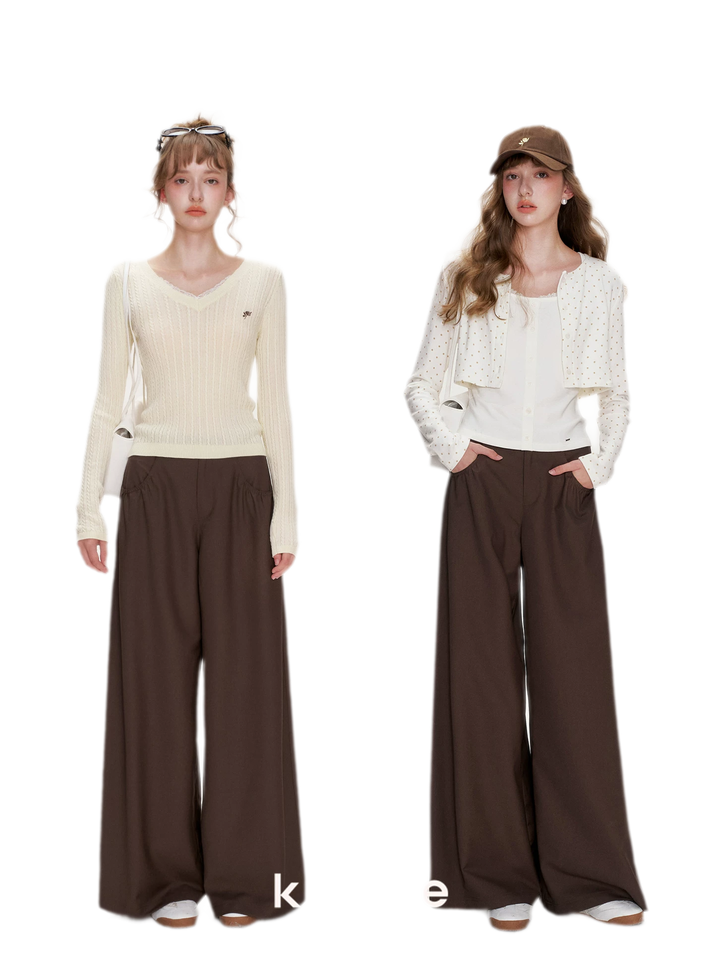 Gathered Waist Wide-Leg Trousers
