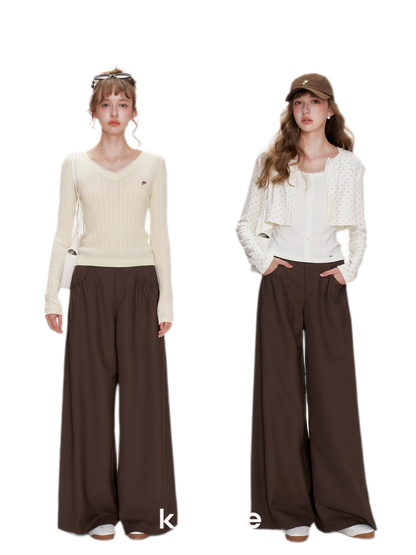 Gathered Waist Wide-Leg Trousers