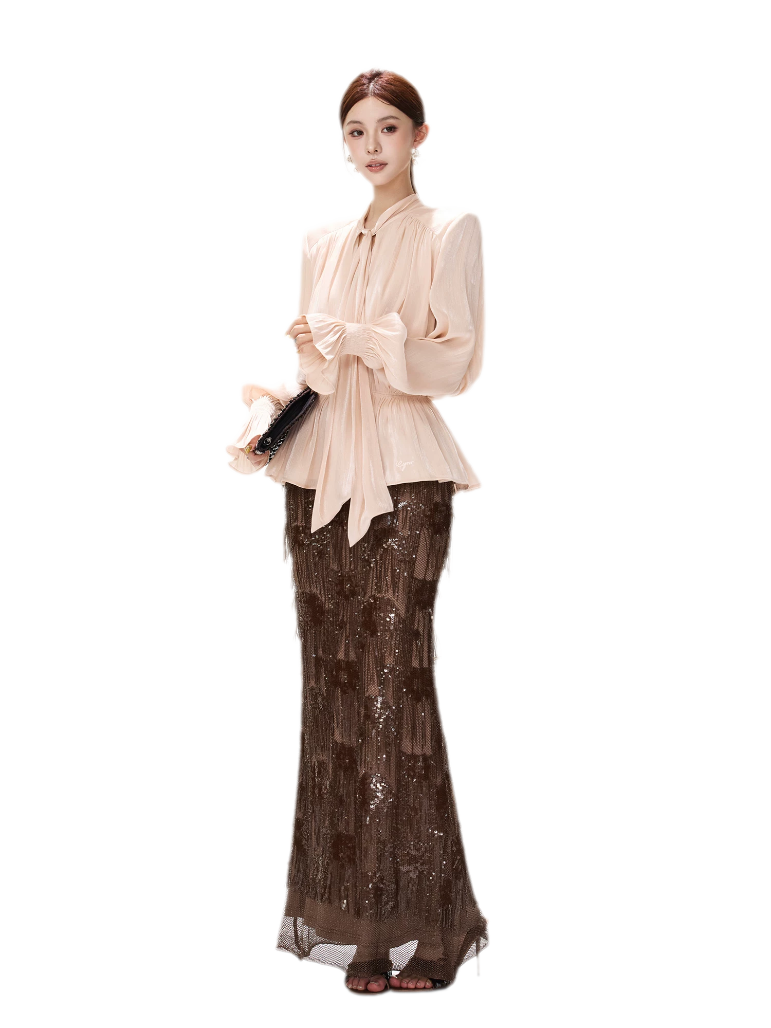 Pearlescent Tie Waist Blouse