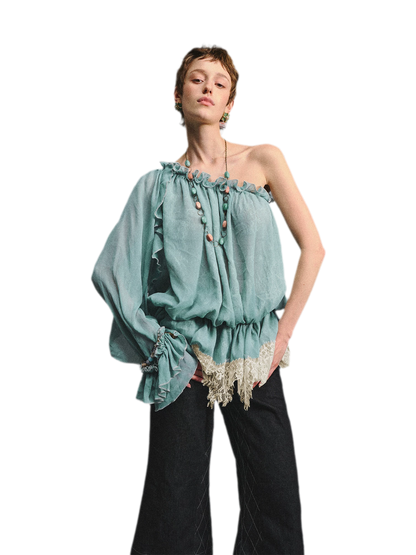 One-Shoulder Chiffon Blouse