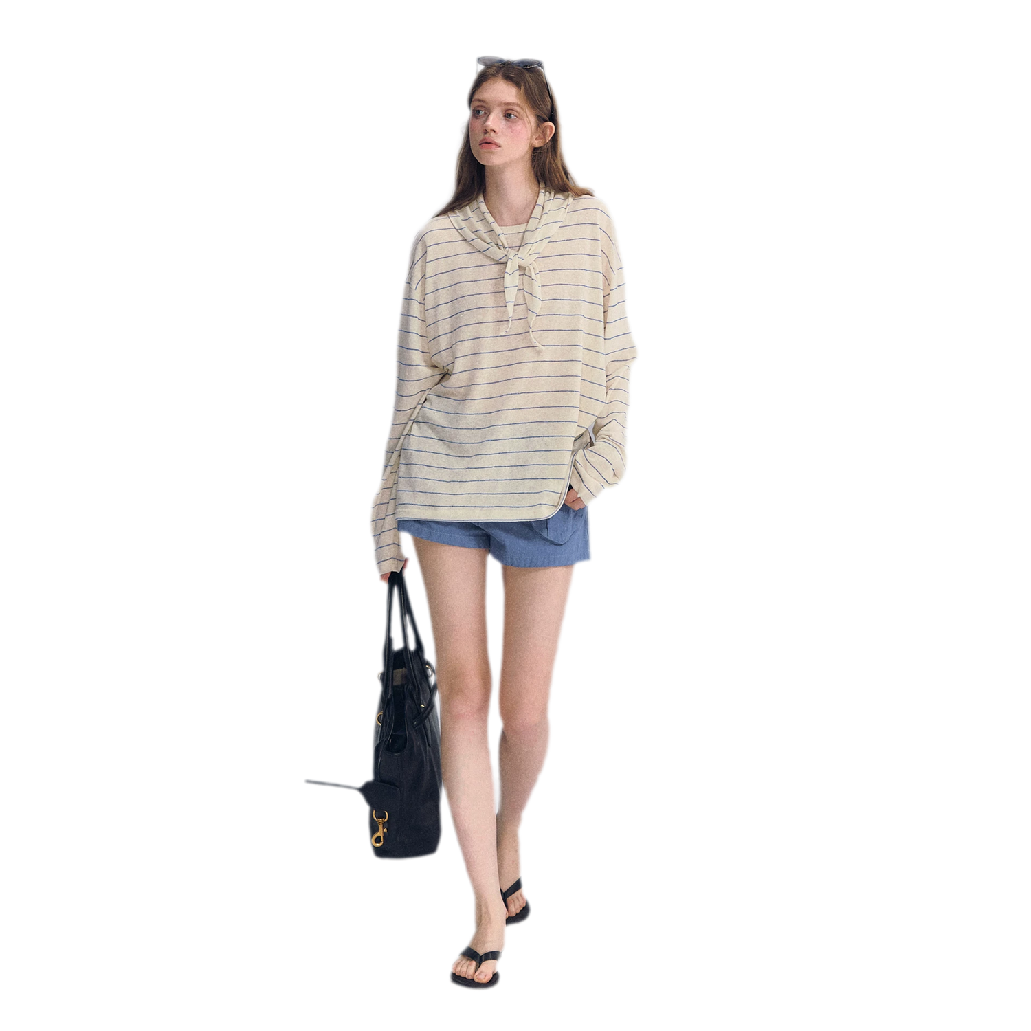 Striped Rhinestone Cotton Tee