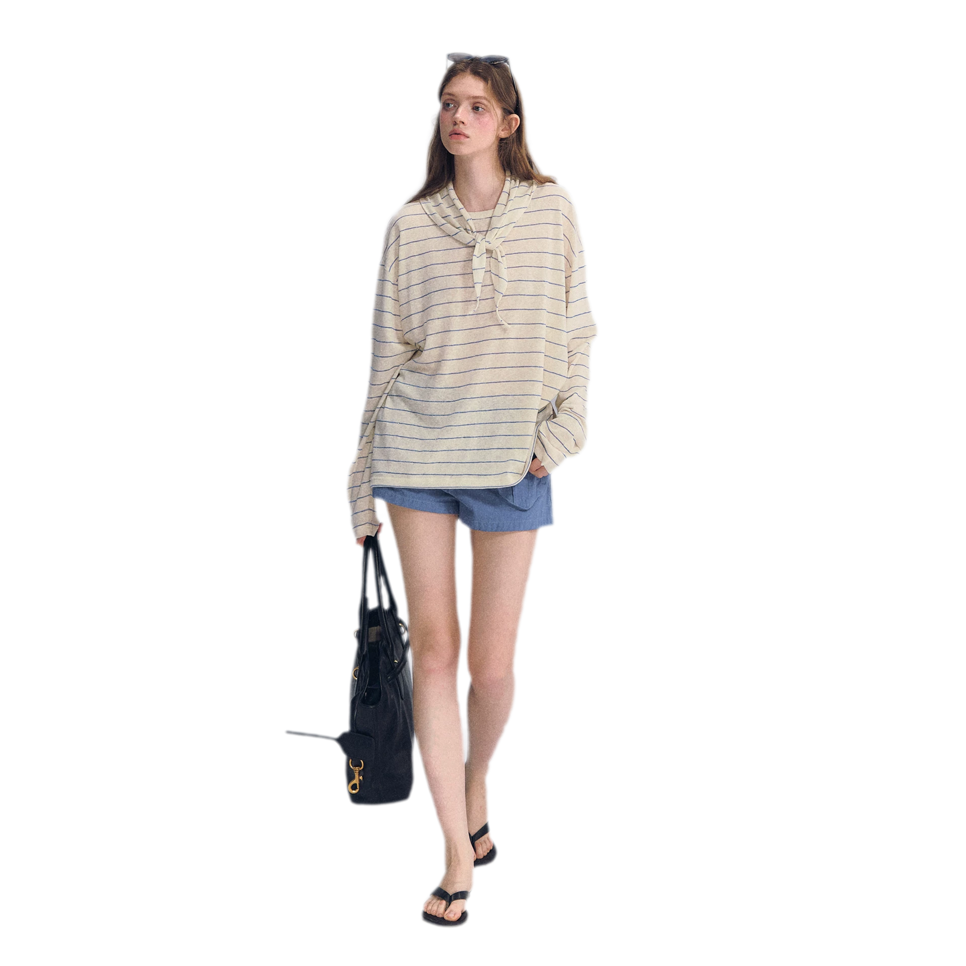 Striped Rhinestone Cotton Tee