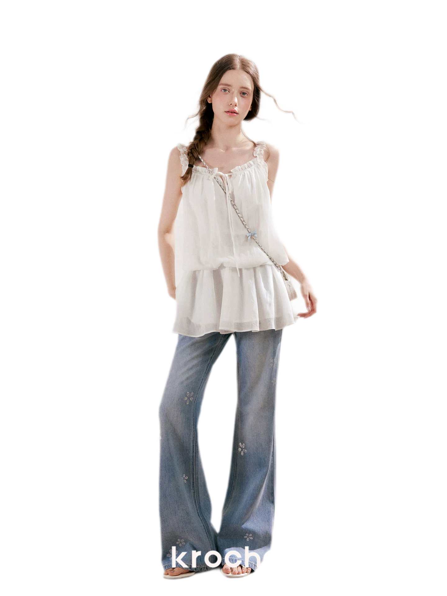 Rhinestone Micro-Flare Jeans