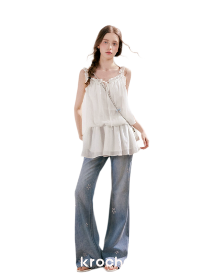 Rhinestone Micro-Flare Jeans