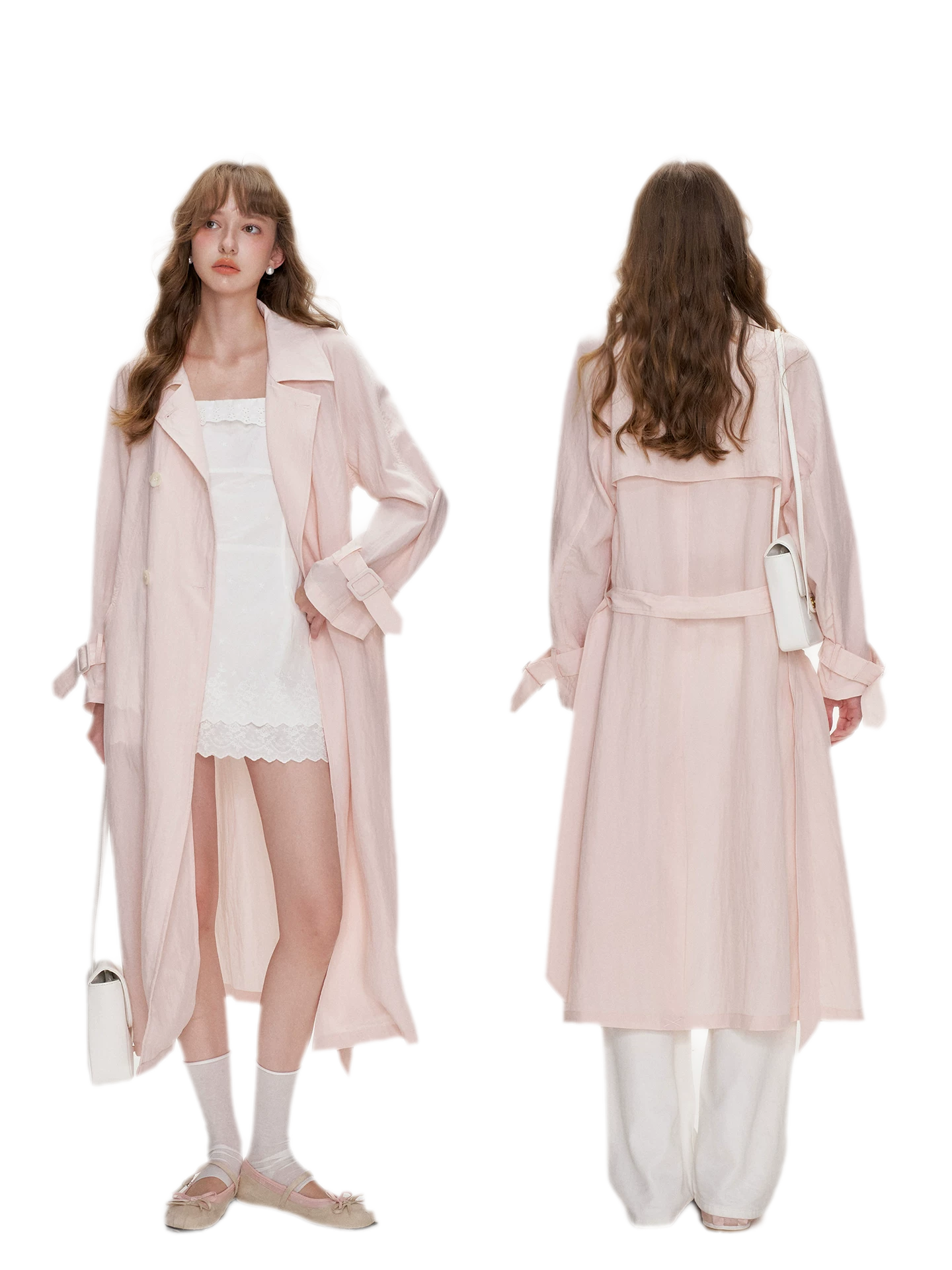 Lightweight Oversized Tie-Waist Trench Coat