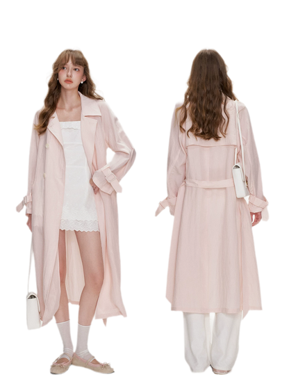 Lightweight Oversized Tie-Waist Trench Coat