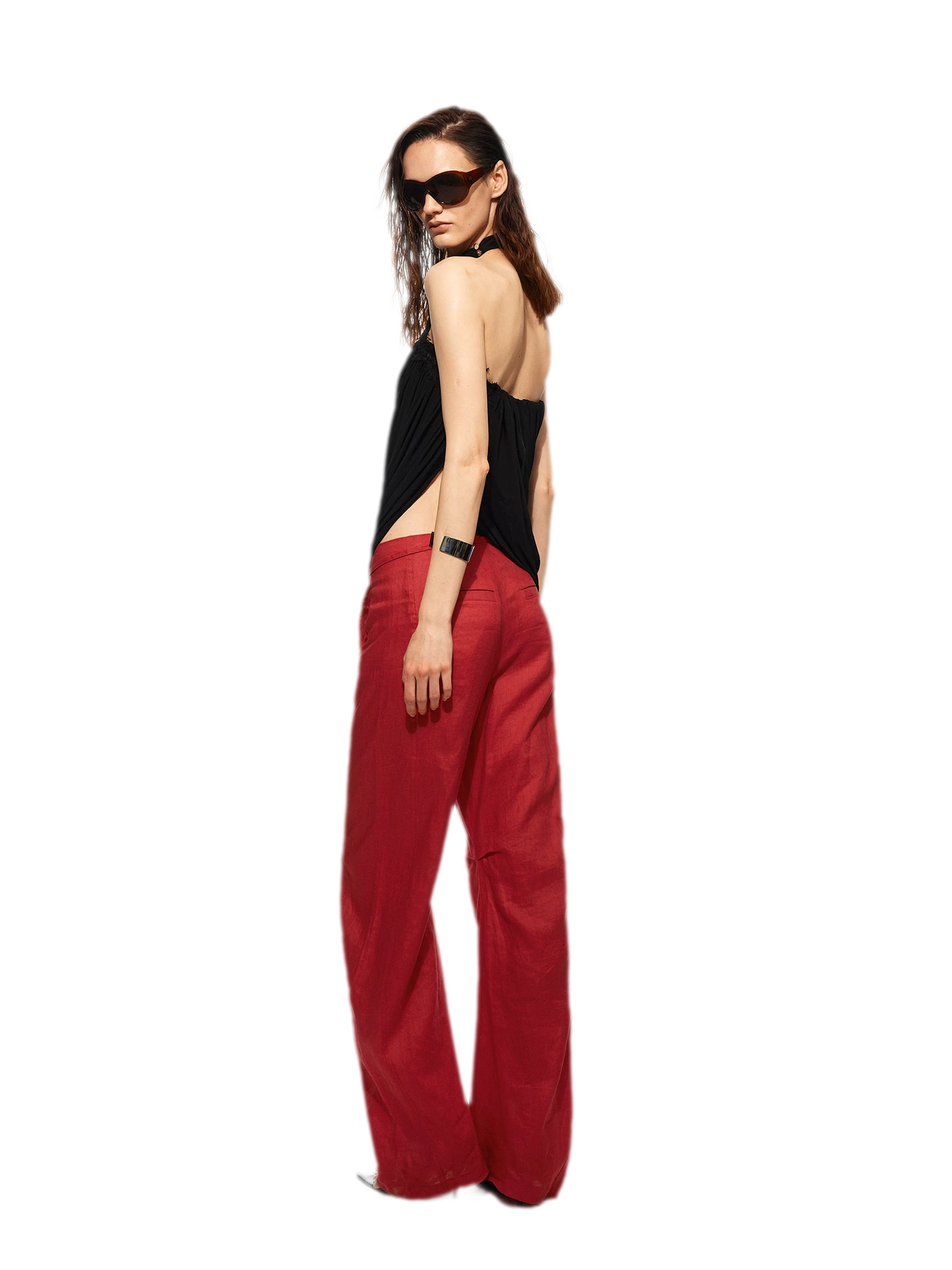 Linen Curved Wide Pants