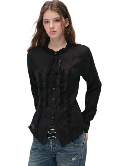 Textured Lace Waist-Shaped Shirt