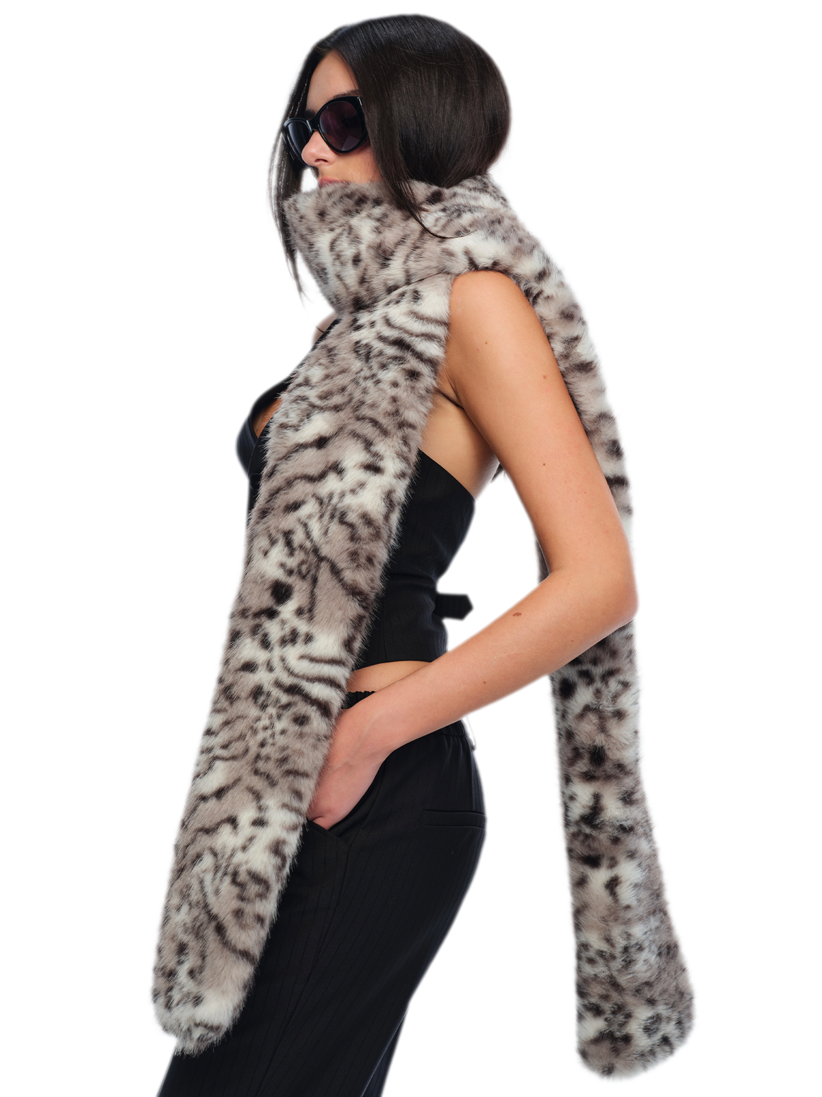 Bufanda de piel sintética con estampado de leopardo — Cargar imagen 5 en vista de galería