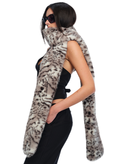 Bufanda de piel sintética con estampado de leopardo