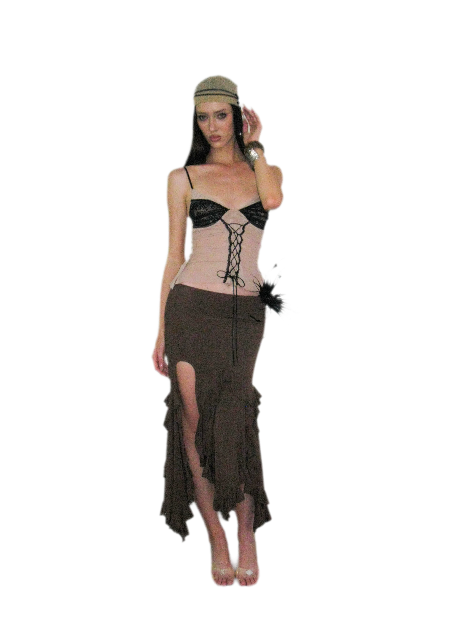 Ruched Ruffle Skirt Set