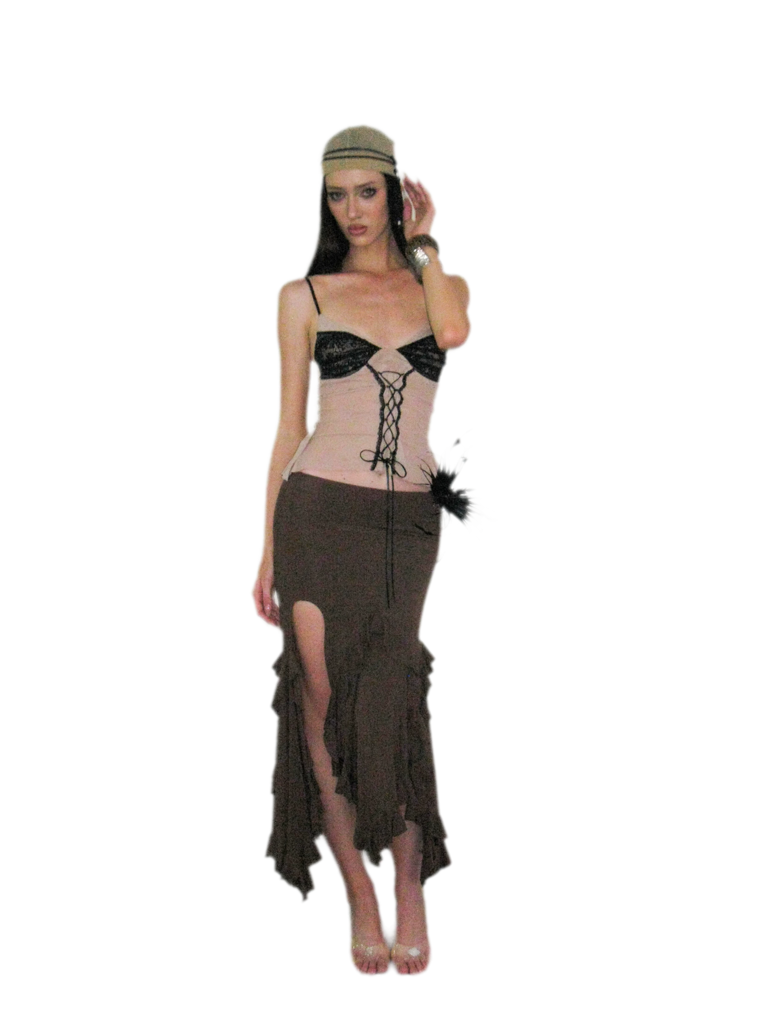 Ruched Ruffle Skirt Set
