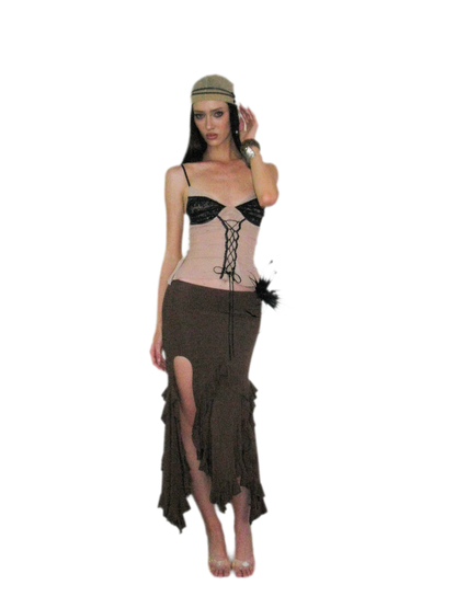 Ruched Ruffle Skirt Set
