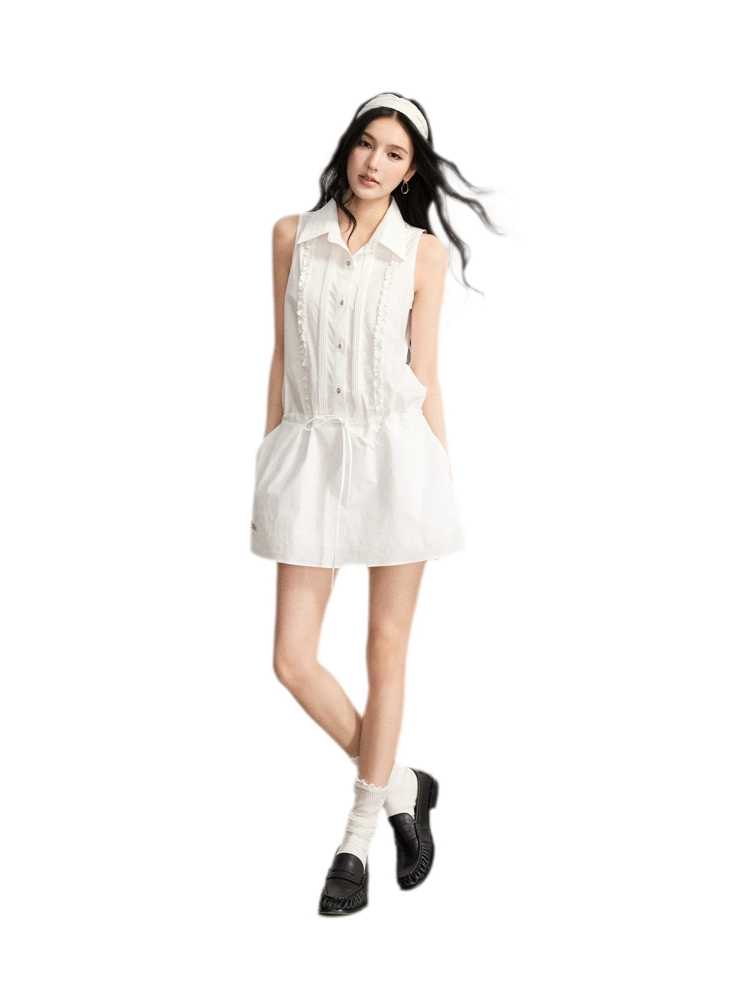 Lace Trim Shirt Dress