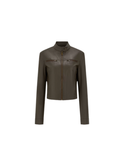 PU Leather Cropped Jacket
